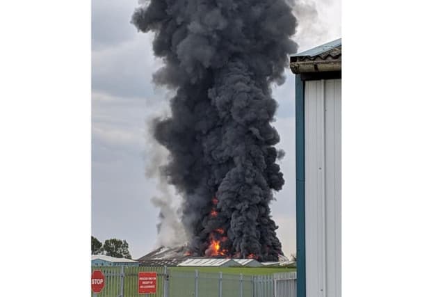 Huge fire breaks out at industrial unit at Sywell Aerodrome 